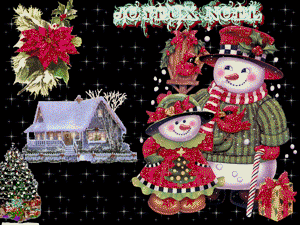 Gif animé joyeux Noël bonhommes de neige
